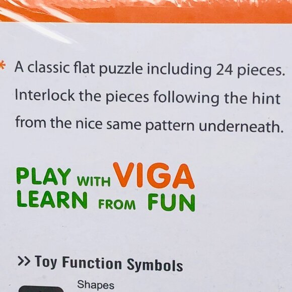 VIGA 24 Pcs Flat Wooden Puzzle w/Tray -Dinosaurs New Sealed For Age 2+ - Picture 12 of 14